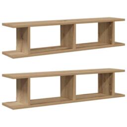 Berkfield Home Wall Shelves 2 pcs Artisan Oak 90x18x20 cm Engineered Wood in Brown - Size: 90 x 18 x 20 cm - thumbnail 3