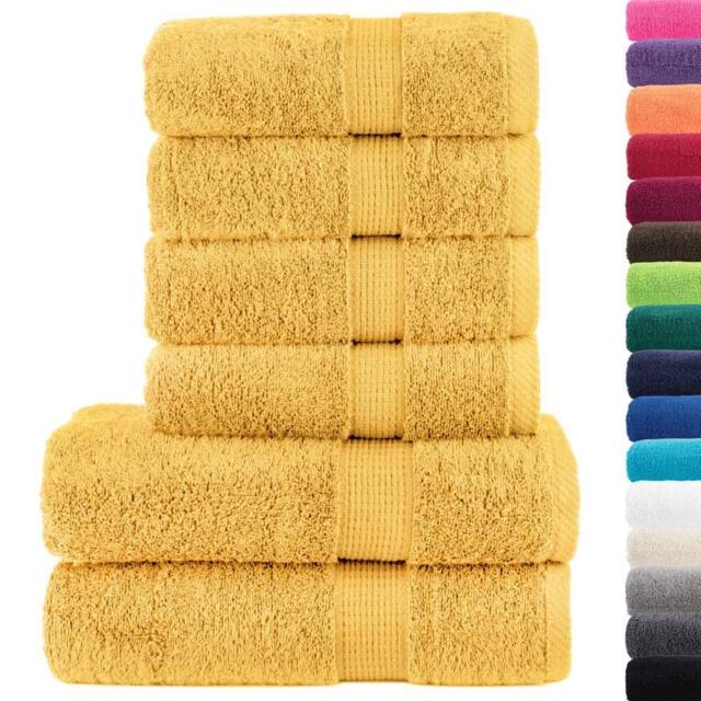 Berkfield Home 6 Piece Premium Towel Set SOLUND Gold 600 gsm - image 1