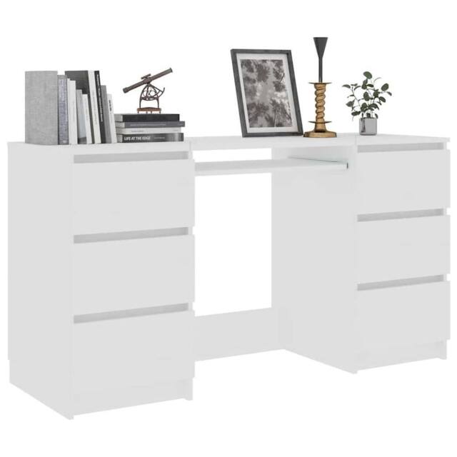 Berkfield Home Durable Writing Desk White 140x50x77 cm Engineered Wood - Size: 140 x 50 x 77 cm - image 1