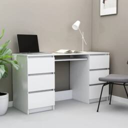 Berkfield Home Durable Writing Desk White 140x50x77 cm Engineered Wood - Size: 140 x 50 x 77 cm - thumbnail 2