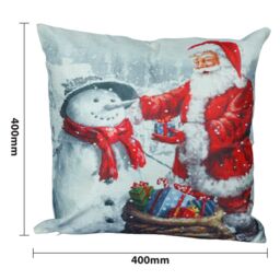 Netagon Santa & Snowman Design Christmas Themed Cushion 40X40CM in Grey - Size: 40X40 cm - thumbnail 2