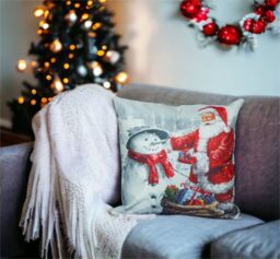 Netagon Santa & Snowman Design Christmas Themed Cushion 40X40CM in Grey - Size: 40X40 cm - thumbnail 3
