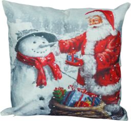 Netagon Santa & Snowman Design Christmas Themed Cushion 40X40CM in Grey - Size: 40X40 cm - thumbnail 1
