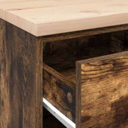 Berkfield Home Garage Storage Cabinet Smoked Oak 40x51x85 cm Solid Wood Pine in Brown - Size: 40 x 51 x 85 cm - thumbnail 9