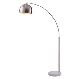 Teamson Home Modern Curved Arc Floor Lamp with Bell Shade & Marble Base, Brushed Nickel in Silver - thumbnail 2