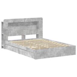 Berkfield Home Bed Frame with Storage with Drawer Concrete Grey 150 x 200 cm - thumbnail 3