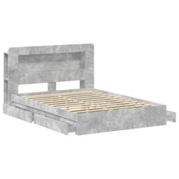 Berkfield Home Bed Frame with Storage with Drawer Concrete Grey 150 x 200 cm - thumbnail 4