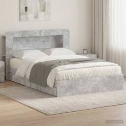 Berkfield Home Bed Frame with Storage with Drawer Concrete Grey 150 x 200 cm - thumbnail 1