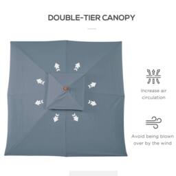 OUTSUNNY Patio Parasol Garden Sun Umbrella Sunshade Bamboo in Dark Grey - thumbnail 6