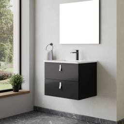 Banyetti Invicta 600mm Wall Hung Vanity with Athena Basin - Matt Black - thumbnail 3