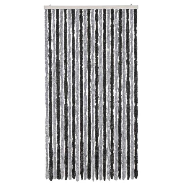Berkfield Home Soft Fly Curtain Grey & Black 100x200 cm Chenille - image 1