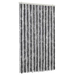 Berkfield Home Soft Fly Curtain Grey & Black 100x200 cm Chenille - thumbnail 3