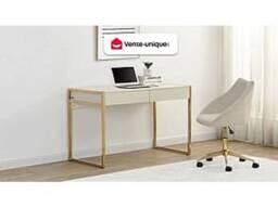 Vente-unique Desk With 2 Drawers - MDF & Metal - Beige & Gold - MASON - thumbnail 4