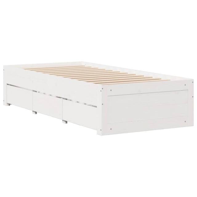 Berkfield Home Durable Bed Frame Frame w/Drawers White 75x190 cm Small Single So - image 1