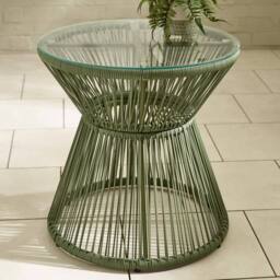FurnitureboxUK Zuma Green Metal & Rattan 2 Seat Garden Bistro Table Set - thumbnail 3