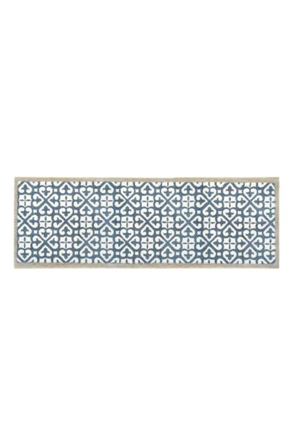 My Mat Washable Nylon Harlequin Tile Blue Indoor Mat in Mid Blue - Size: 50 cm x 75 cm - image 1