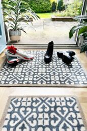 My Mat Washable Nylon Harlequin Tile Blue Indoor Mat in Mid Blue - Size: 50 cm x 75 cm - thumbnail 3