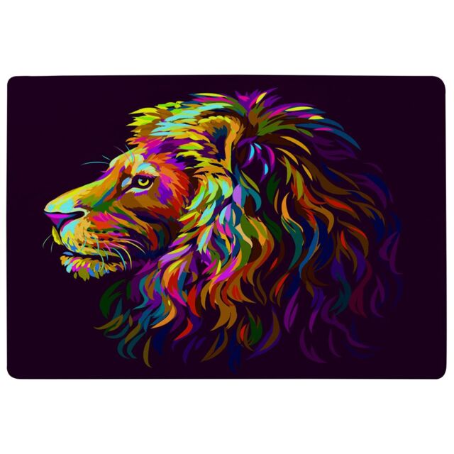 Benjamin Tate Design Lion'S Head On A Purple Background In Popart Style Designer Rug in Natural - Size: Large - image 1