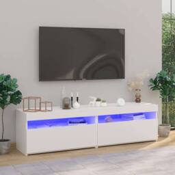 Berkfield Home TV Cabinets 2 pcs with LED Lights White 75x35x40 cm - Size: 75 x 35 x 40 cm - thumbnail 2