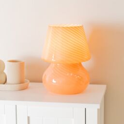 ValueLights Beau Peach Swirl Glass Table Lamp - thumbnail 2