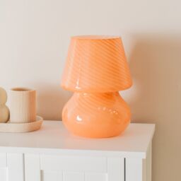 ValueLights Beau Peach Swirl Glass Table Lamp - thumbnail 1
