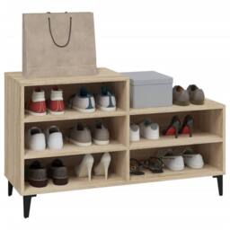 Berkfield Home Shoe Cabinet Sonoma Oak 102x36x60 cm Engineered Wood in Beige - Size: 102 x 36 x 60 cm - thumbnail 7