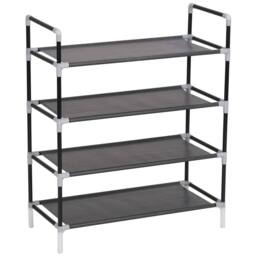 Berkfield Home Shoe Rack with 4 Shelves Metal & Non-woven Fabric Black