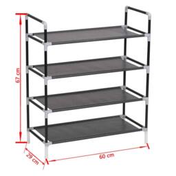 Berkfield Home Shoe Rack with 4 Shelves Metal & Non-woven Fabric Black - thumbnail 6