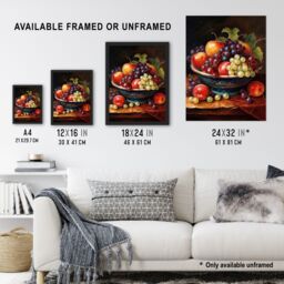 "Artery8 Classical Still Life Fruit Bowl Oil Painting Kitchen Large Wall Art Poster Print Thick Paper 18X24 Inch - Size: W18"" x H24""" - thumbnail 3