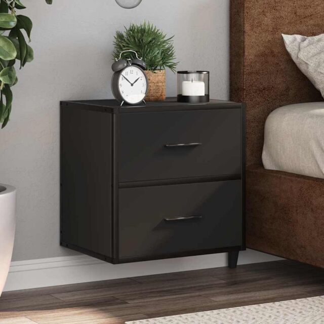 Berkfield Home Wall-mounted Bedside Cabinet Black 40x31x39.5 cm - image 1