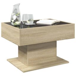 Berkfield Home Coffee Table with LED Sonoma Oak 70x50x45 cm Engineered Wood in Brown - Size: 70 x 50 x 45 cm - thumbnail 5
