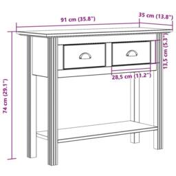 Berkfield Home Console Table BODO White 90x34.5x73 cm Solid Wood Pine - thumbnail 8