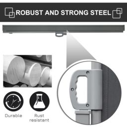 OUTSUNNY 3x1.6M/3x1.8M/3x2M Retractable Side Awning Screen Fence Patio Privacy Divider in Grey - thumbnail 6