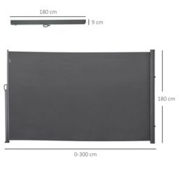 OUTSUNNY 3x1.6M/3x1.8M/3x2M Retractable Side Awning Screen Fence Patio Privacy Divider in Grey - thumbnail 3