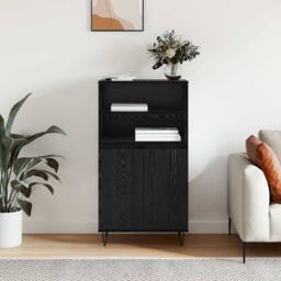 Berkfield Home Highboard with Shelf with Storage with Door Black Engineered wood - thumbnail 4