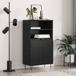 Berkfield Home Highboard with Shelf with Storage with Door Black Engineered wood - thumbnail 2