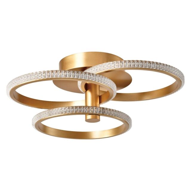 Happy Homewares Modern Designer Brushed Gold LED Ceiling Light with Crystal Effect Acrylic - image 1