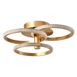 Happy Homewares Modern Designer Brushed Gold LED Ceiling Light with Crystal Effect Acrylic - thumbnail 1