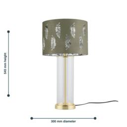 First Choice Lighting Set of 2 Aura - Satin Brass Lamps with Sage Green Fern Silver Shades in Gold - thumbnail 9