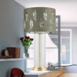 First Choice Lighting Set of 2 Aura - Satin Brass Lamps with Sage Green Fern Silver Shades in Gold - thumbnail 8