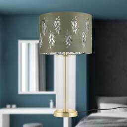 First Choice Lighting Set of 2 Aura - Satin Brass Lamps with Sage Green Fern Silver Shades in Gold - thumbnail 7