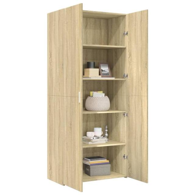 Berkfield Home Highboard Sonoma Oak 80x42.5x185 cm Engineered Wood in Light Brown - image 1