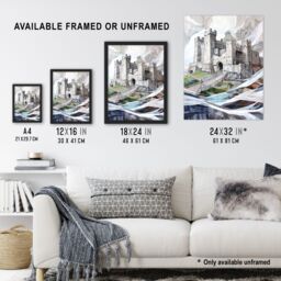 "Artery8 Bamburgh Castle Artwork Northumbria England Framed Art Print in Off-White - Size: W12"" x H16""" - thumbnail 3