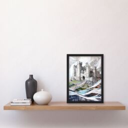 "Artery8 Bamburgh Castle Artwork Northumbria England Framed Art Print in Off-White - Size: W12"" x H16""" - thumbnail 4