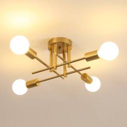 Pheashine Gold Sputnik Ceiling Light, 43cm Wide, E27 Semi-Flush Mount, Bulb Not