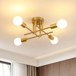 Pheashine Gold Sputnik Ceiling Light, 43cm Wide, E27 Semi-Flush Mount, Bulb Not - thumbnail 2
