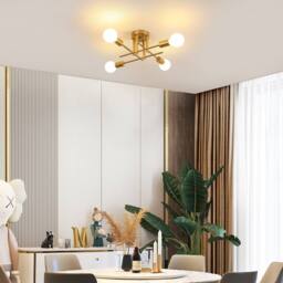 Pheashine Gold Sputnik Ceiling Light, 43cm Wide, E27 Semi-Flush Mount, Bulb Not - thumbnail 7
