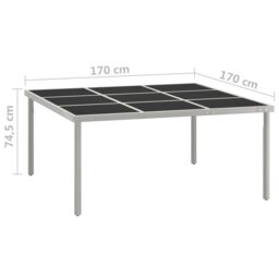 Berkfield Home Garden Dining Table 170x170x74.5 cm Glass & Steel in Black - thumbnail 5