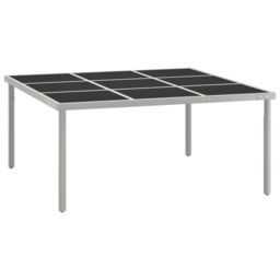 Berkfield Home Garden Dining Table 170x170x74.5 cm Glass & Steel in Black