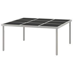 Berkfield Home Garden Dining Table 170x170x74.5 cm Glass & Steel in Black - thumbnail 3
